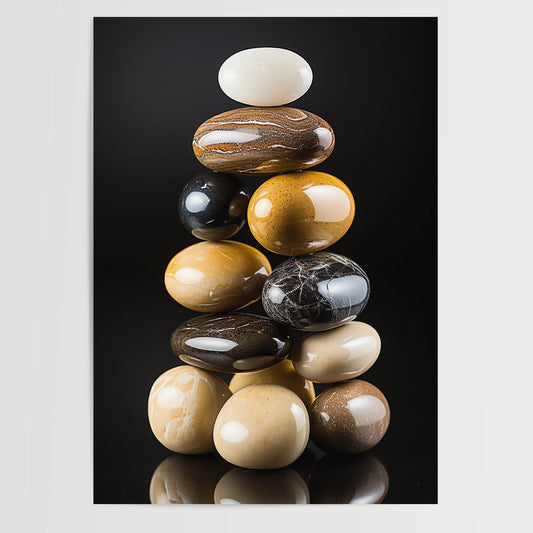 Beige Sand Zen Steine No 2 - Abstrakte Kunst - Perfekt gestapelte Steine- Poster