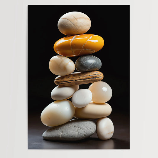 Beige Sand Zen Steine No 4 - Abstrakte Kunst - Perfekt gestapelte Steine- Poster
