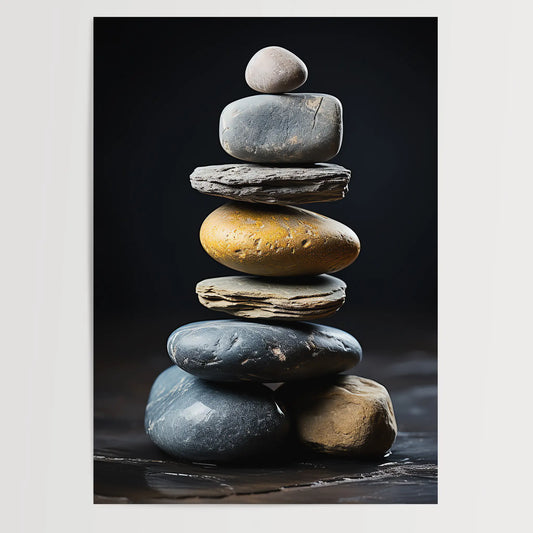 Graue Zen Steine No 2 - Abstrakte Kunst - Perfekt gestapelte Steine- Poster
