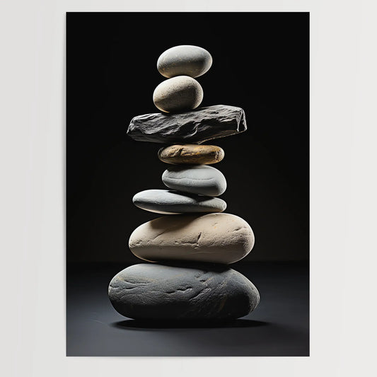 Graue Zen Steine No 4 - Abstrakte Kunst - Perfekt gestapelte Steine- Poster