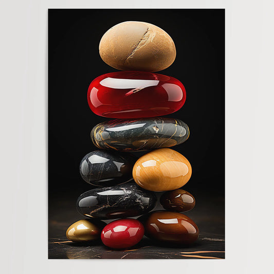 Rote Zen Steine No 3 - Abstrakte Kunst - Perfekt gestapelte Steine- Poster