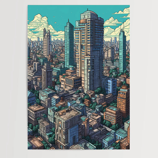 Sao Paulo No 2 Pixel Art- Poster