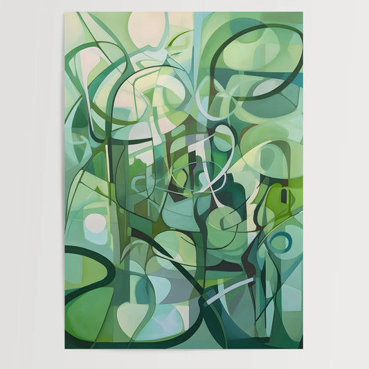 Abstract Green Hard Lines No 2 - Poster