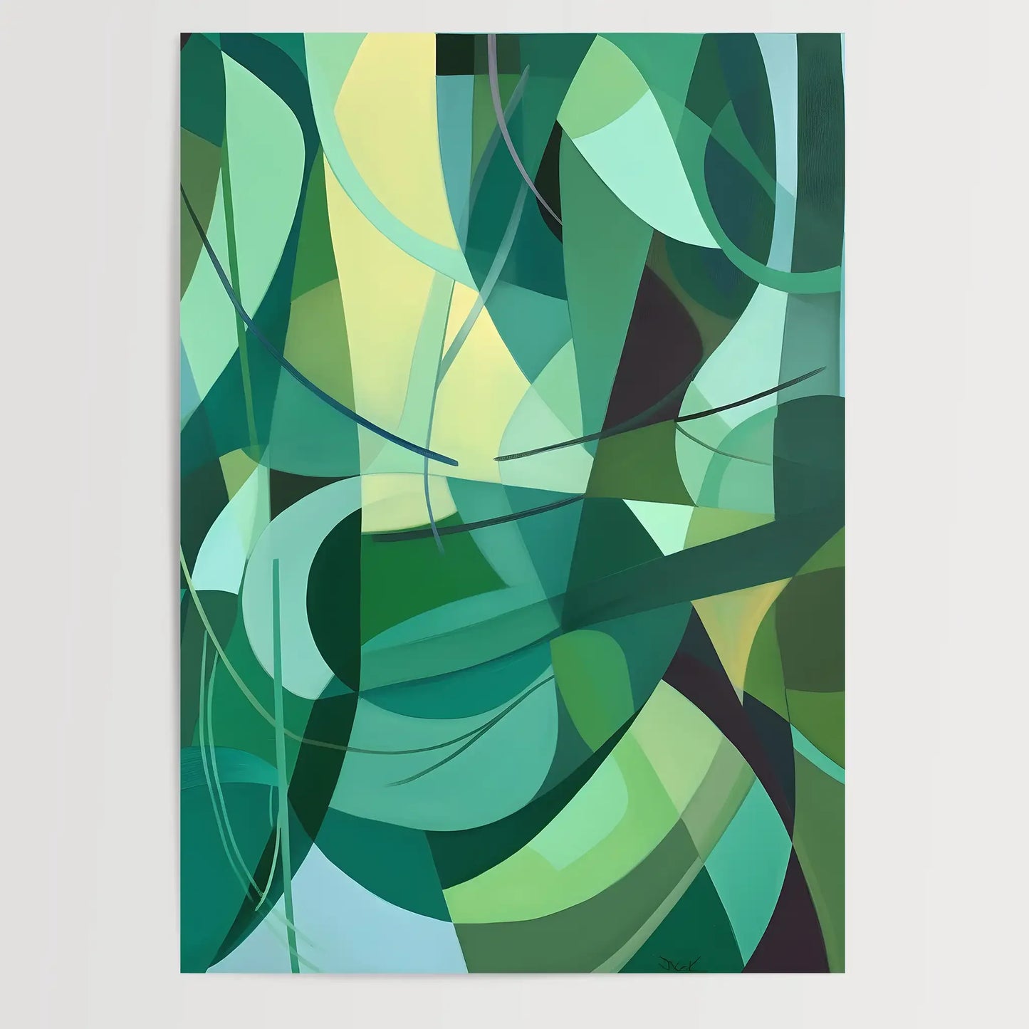 Abstract Green Hard Lines No 3 - Poster