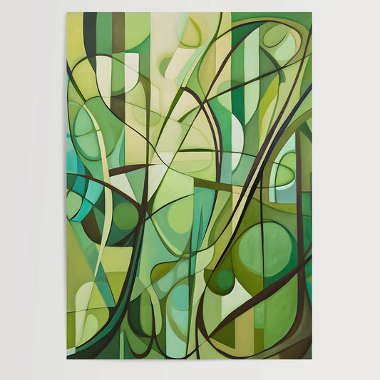 Abstract Green Hard Lines No 4 - Poster