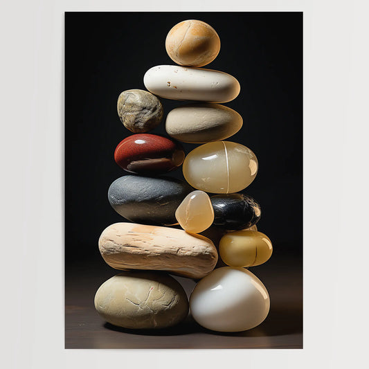 Beige Sand Zen Stones No 1 - Abstract Art - Perfectly Stacked Stones - Poster