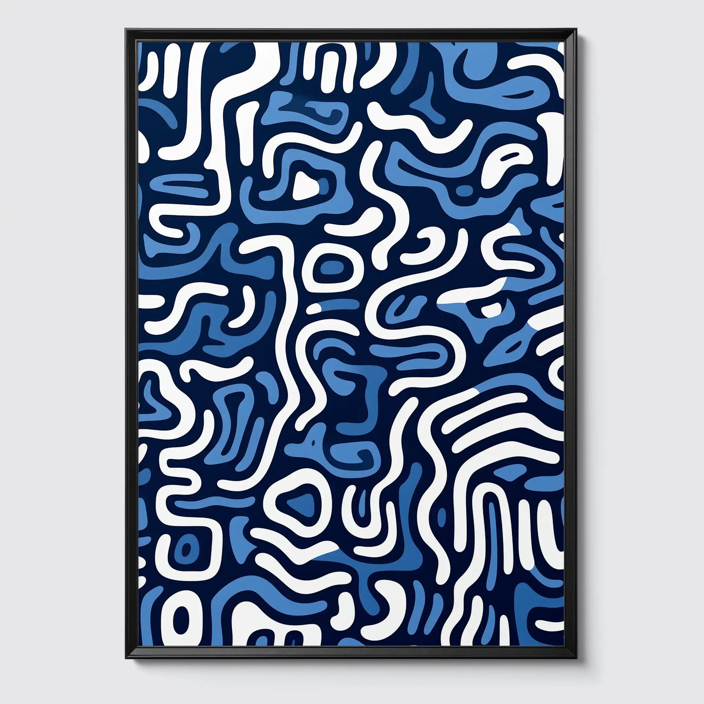 Dark Blue Doodle Wandkunst - One Line Art - Wallart - Poster