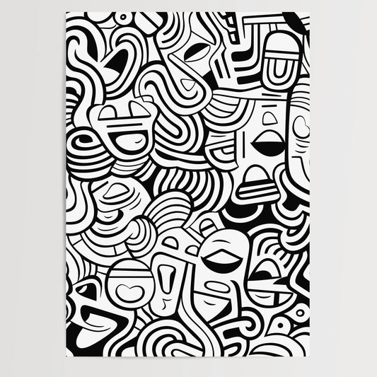 Doodle Pattern No 19 - Black White - Sketch - Poster