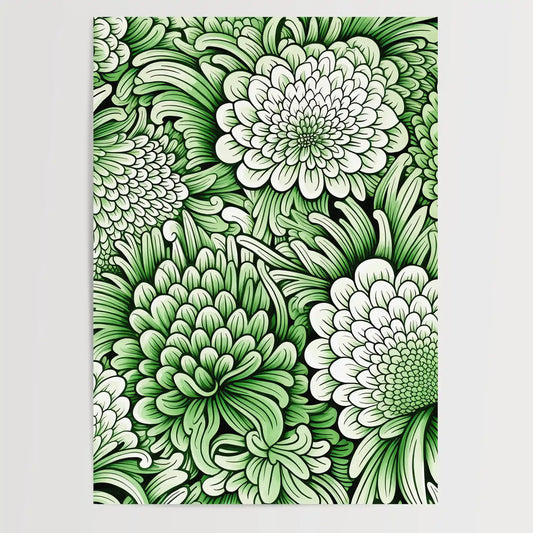 Doodle Pattern No 1 - Green - Sketch - Poster