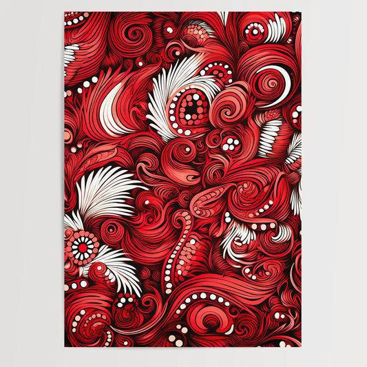 Doodle Pattern No 1 - Red - Sketch - Poster