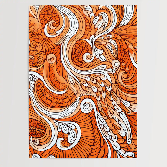 Doodle Pattern No 2 - Orange - Sketch - Poster