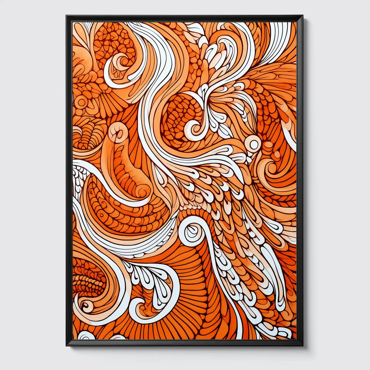 Doodle Pattern No 2  - Orange - Sketch - Poster