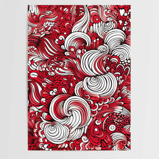Doodle Pattern No 2 - Red - Sketch - Poster