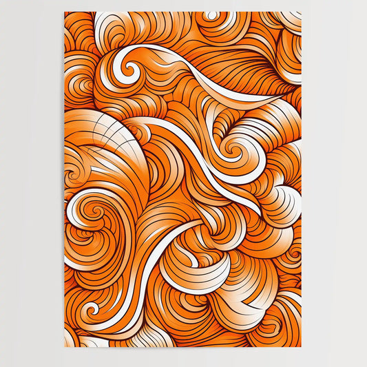 Doodle Pattern No 4  - Orange - Sketch - Poster