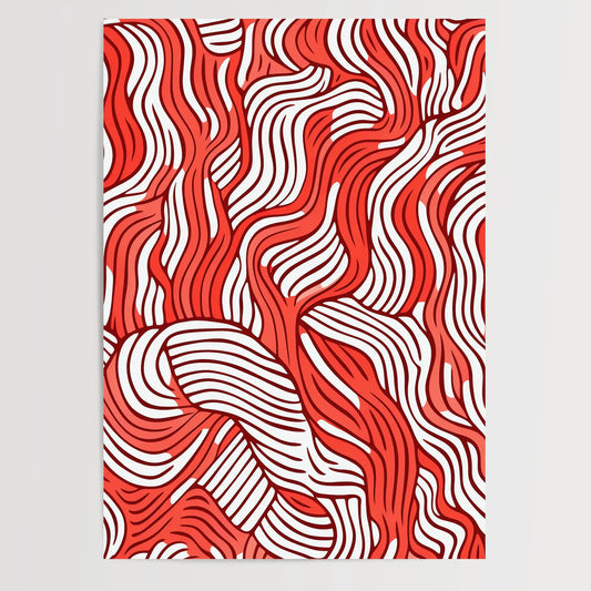 Doodle Pattern No 5 - Red - Sketch - Poster