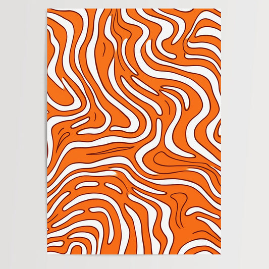 Doodle Pattern No 6  - Orange - Sketch - Poster