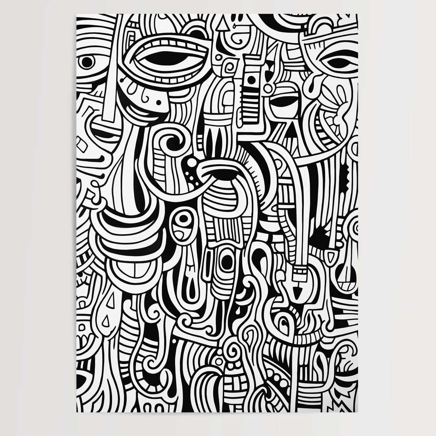 Doodle Pattern No 7  - Black White - Sketch - Poster
