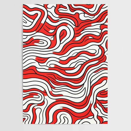 Doodle Pattern No 7 - Red - Sketch - Poster