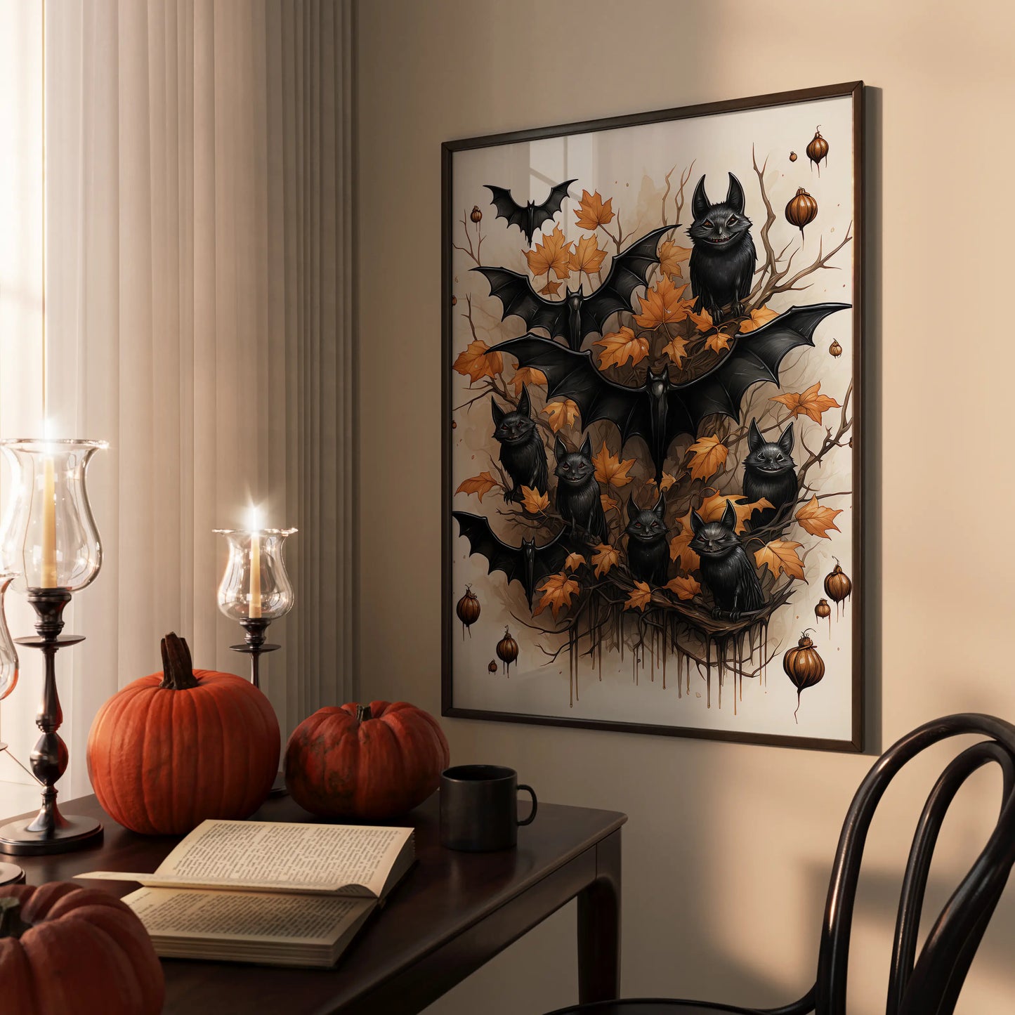 Bats No 1 - Halloween - Watercolor - Poster