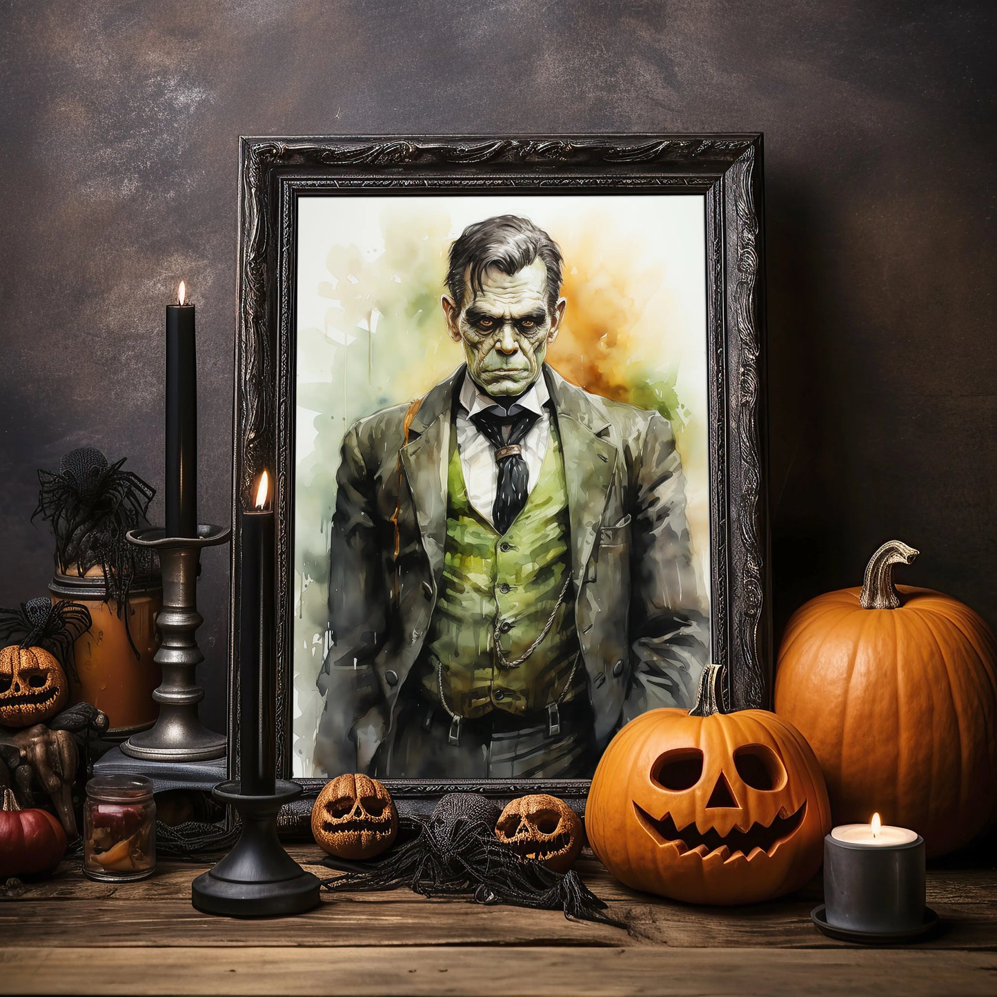 Frankenstein No 1 - Halloween - Wasserfarbe - Poster
