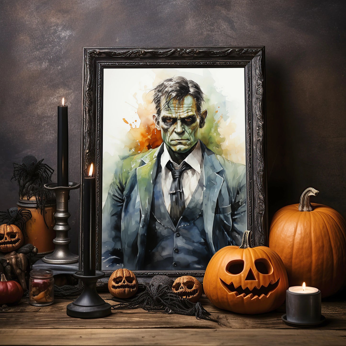 Frankenstein No 2 - Halloween - Wasserfarbe - Poster