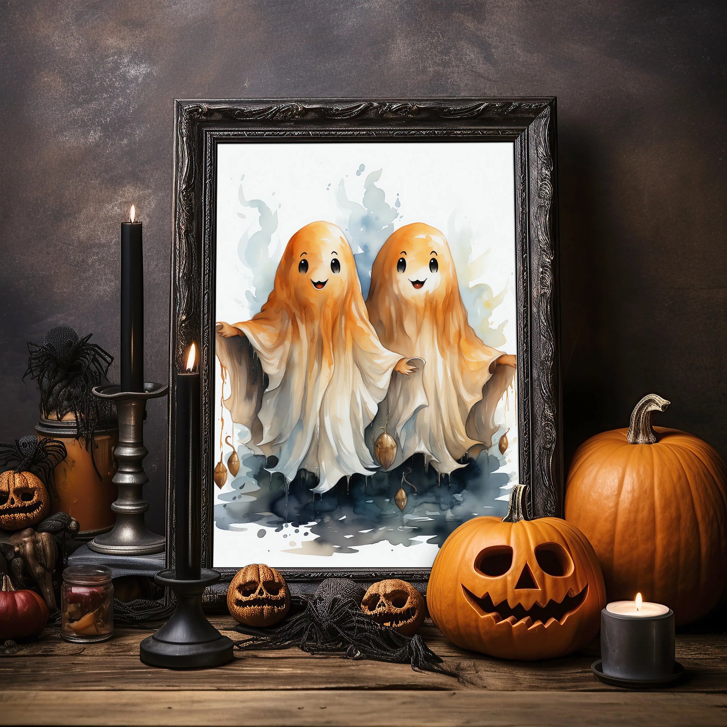 Geister No 4 - Halloween - Wasserfarbe - Poster