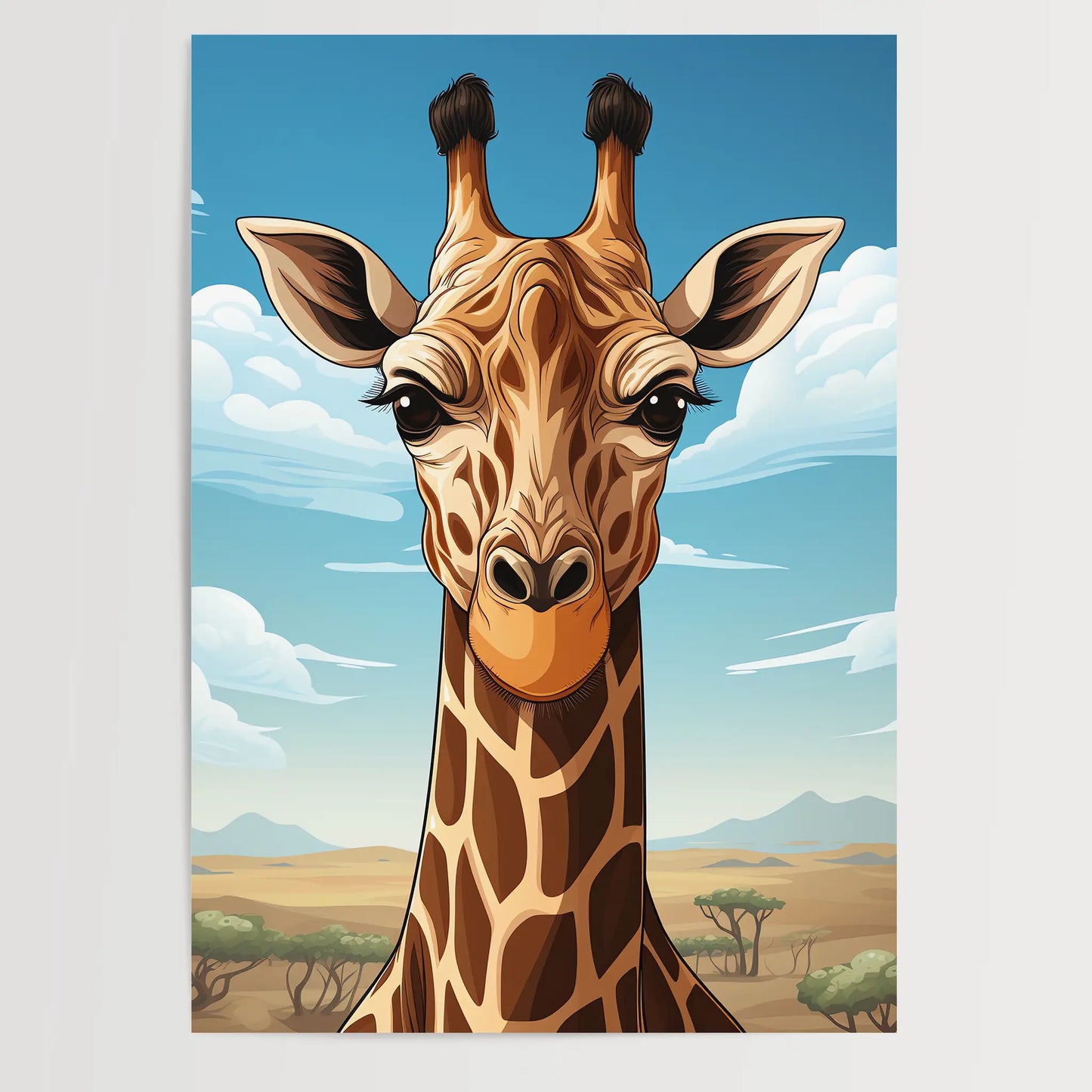 Giraffe No 2 - Comic Style - Poster