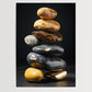 Gold Zen Stones No 3 - Abstract Art - Perfectly Stacked Stones - Poster