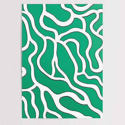 Green Doodle Wandkunst - One Line Art - Wallart - Poster