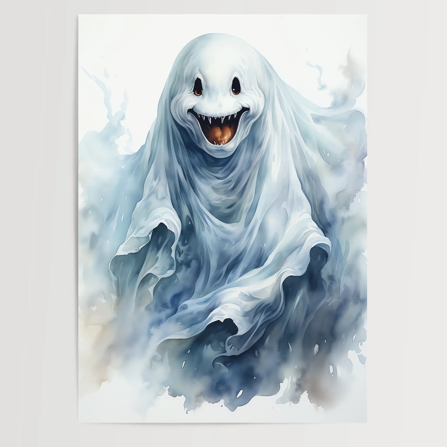 Grinsender Geist No 2 - Halloween - Wasserfarbe - Poster