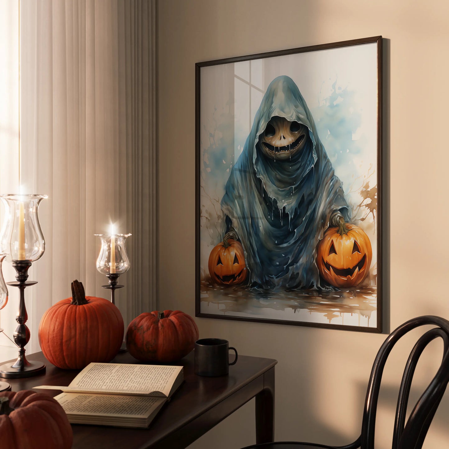 Grinning Ghost No 3 - Halloween - Watercolor - Poster