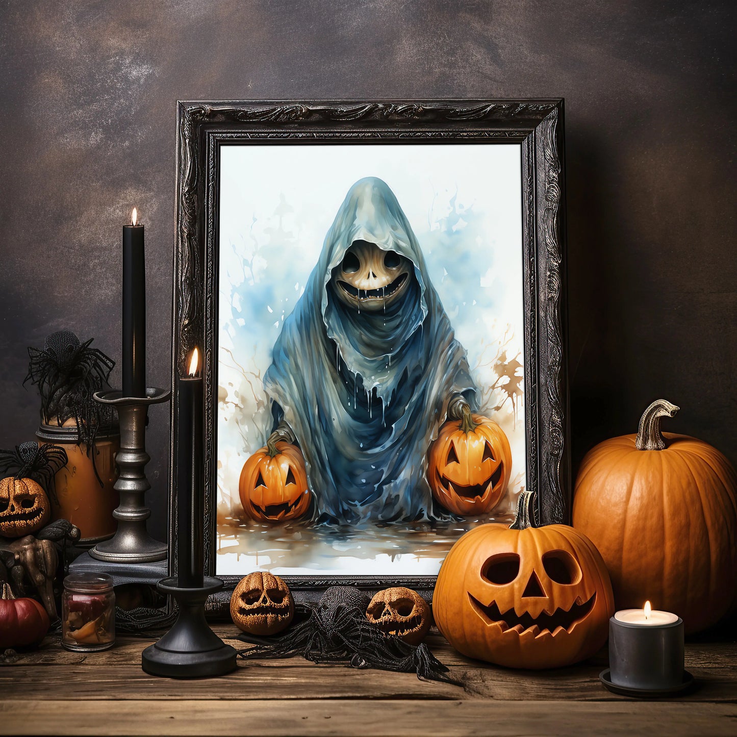 Grinning Ghost No 3 - Halloween - Watercolor - Poster