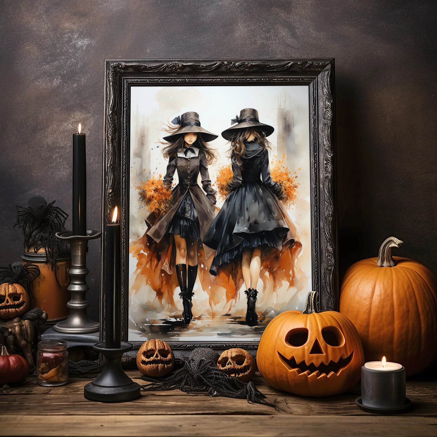 Witches No 2 - Halloween - Watercolor - Poster