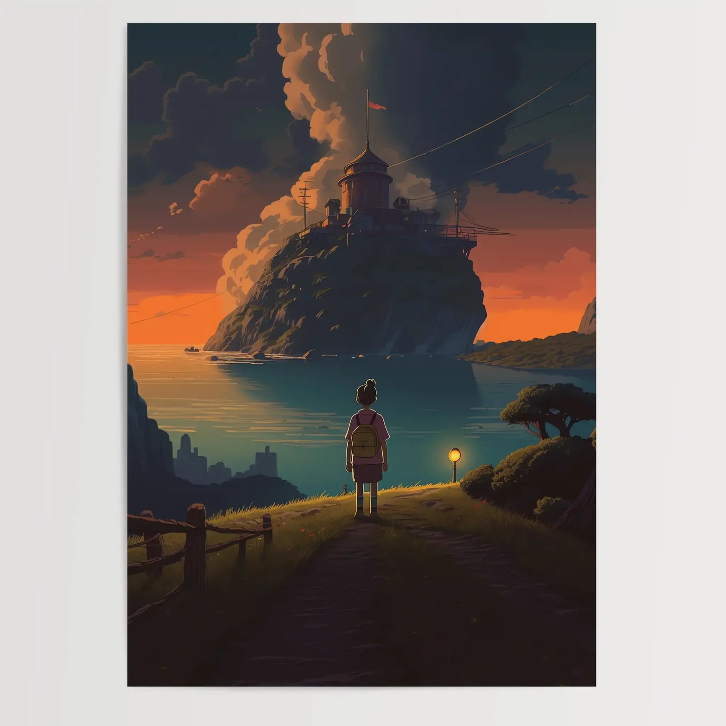 Island No 9 - Drawing - Digital Art - Anime - Poster