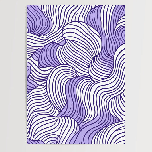 Lavender Doodle Wall Art - One Line Art - Wallart - Poster