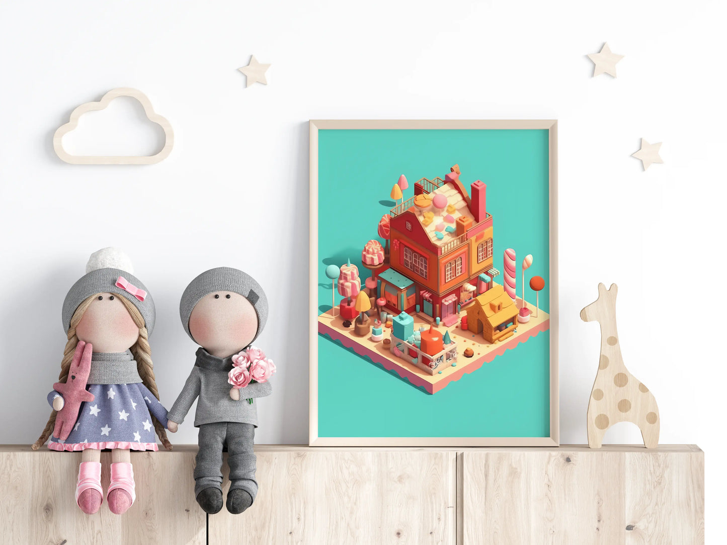 Little Homes No 11 Candy - Isometric - Digital Art Poster