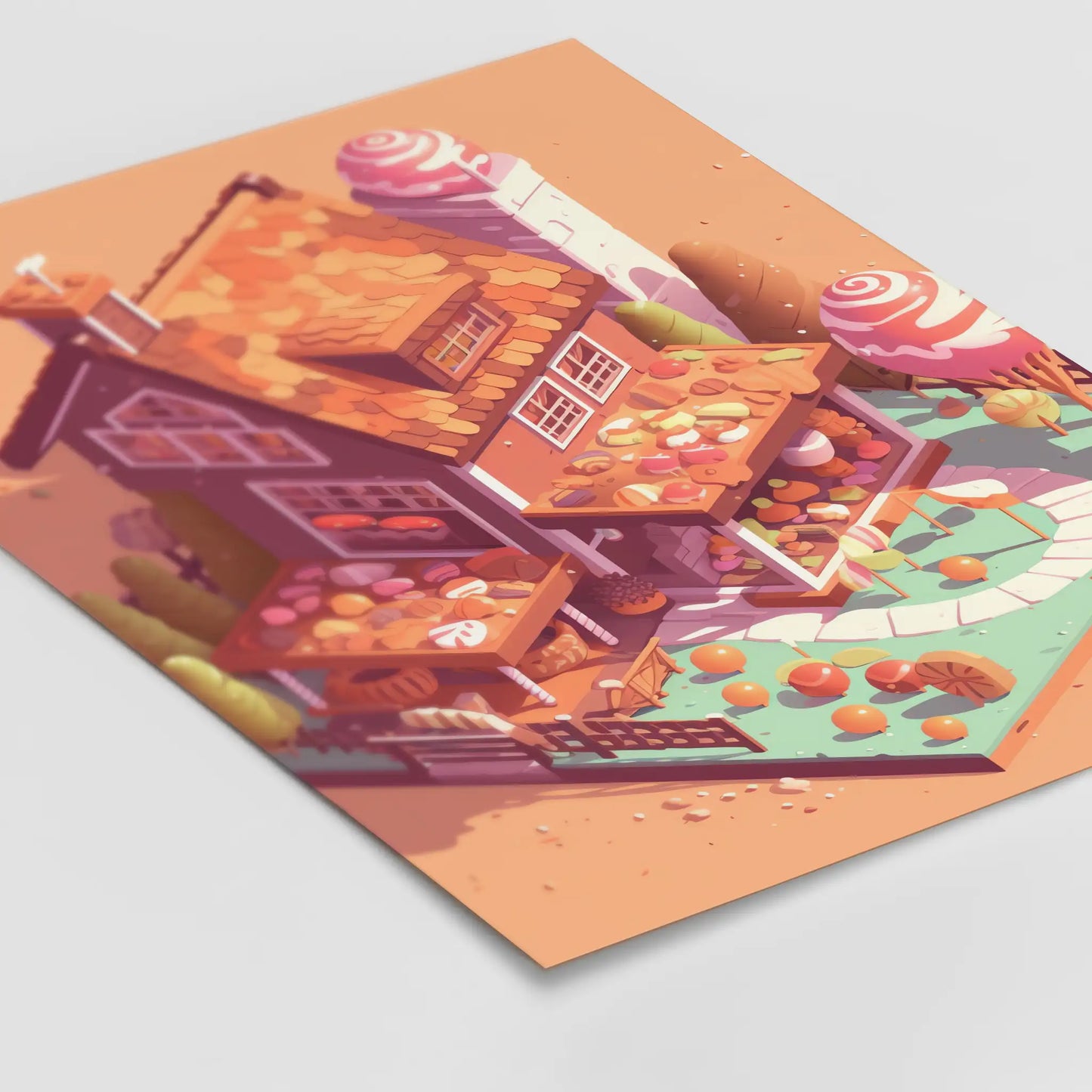 Little Homes No 4 Candy - Isometric - Digital Art Poster