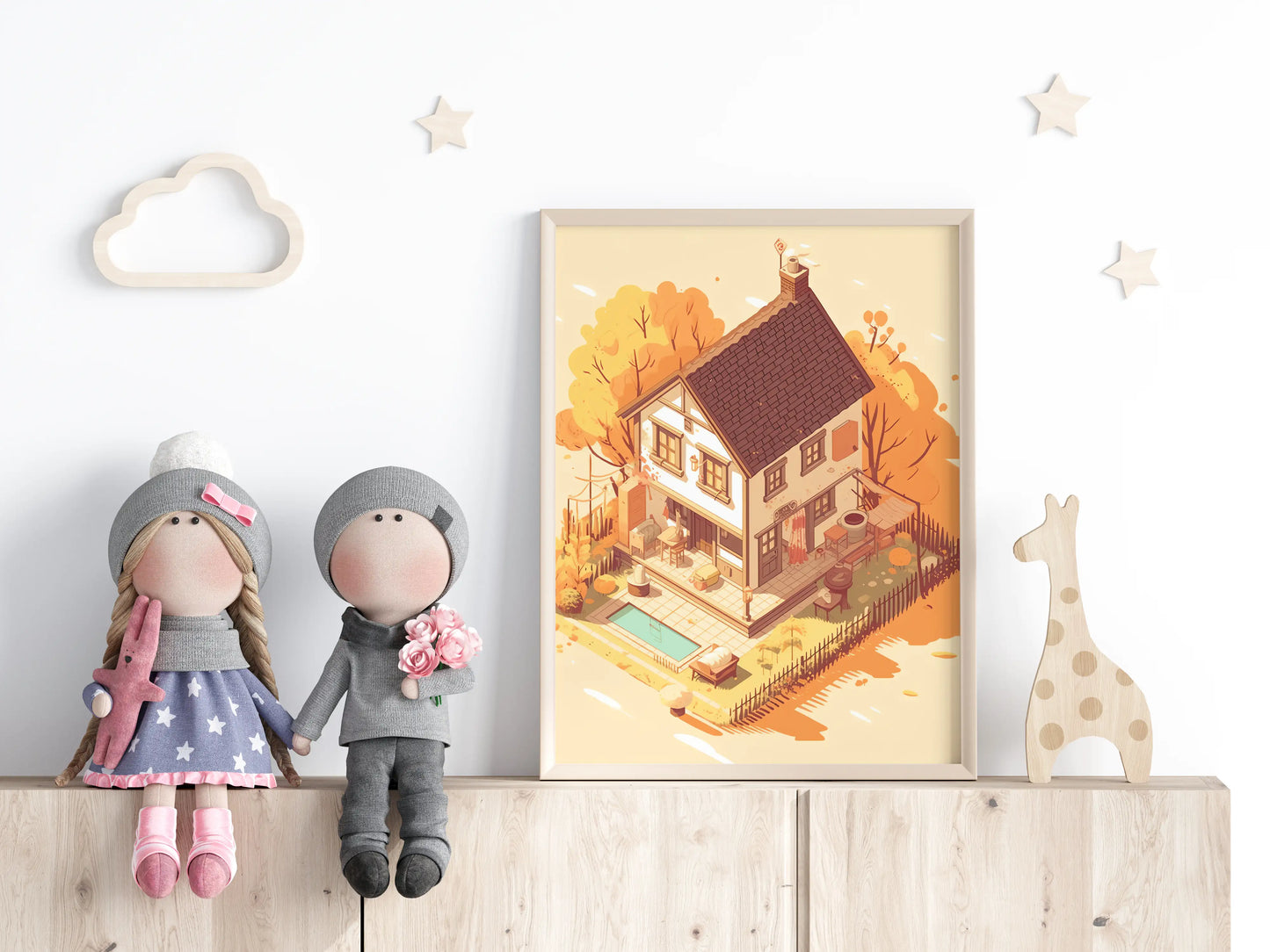 Little Homes No 6 Farmhouse - Isometric - Digital Art Poster