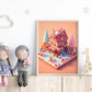 Little Homes No 7 Candy - Isometric - Digital Art Poster
