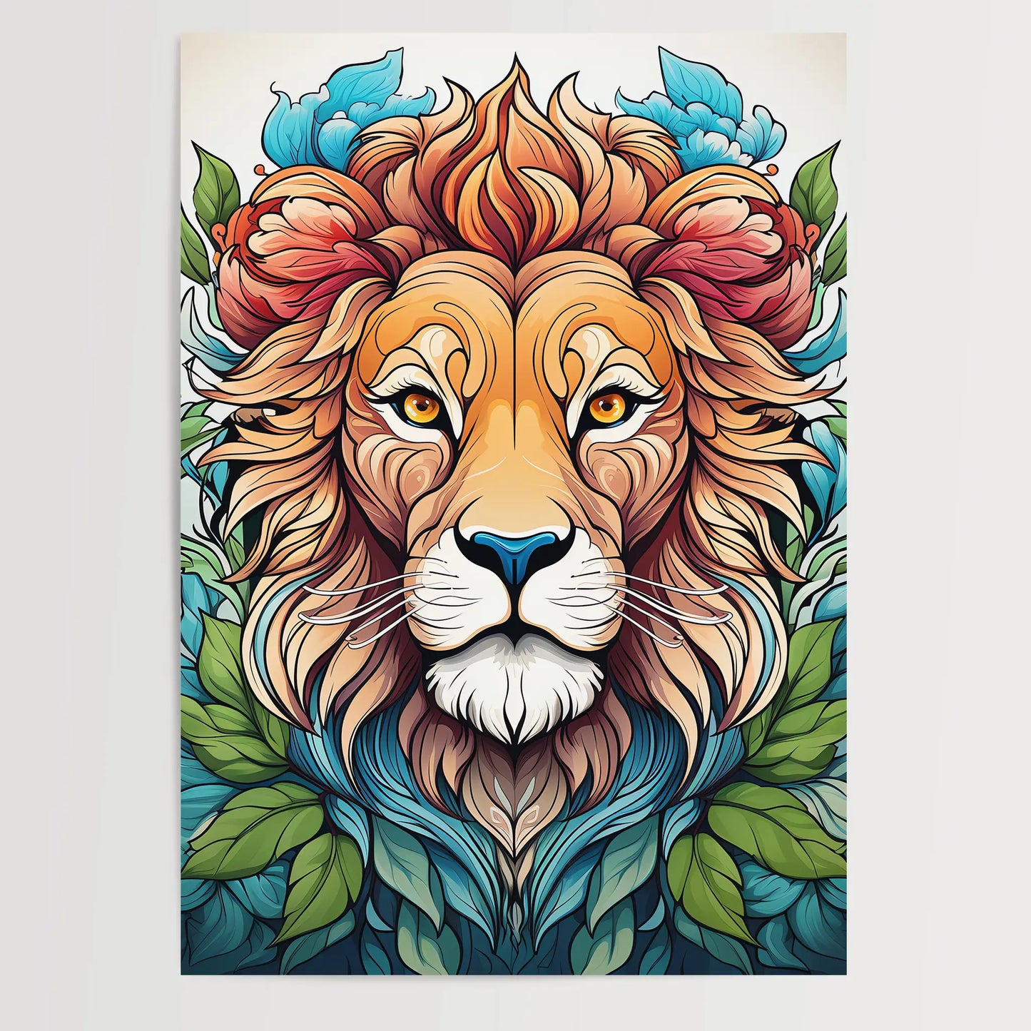 Lion No 1 - Comic Style - Poster