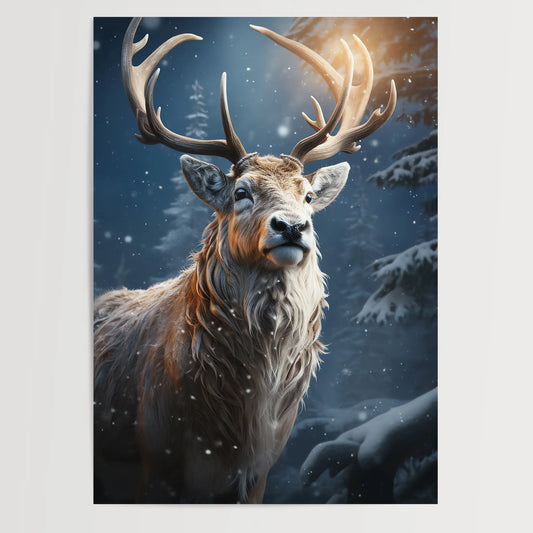 Majestic Reindeer No 1 - Christmas - Poster