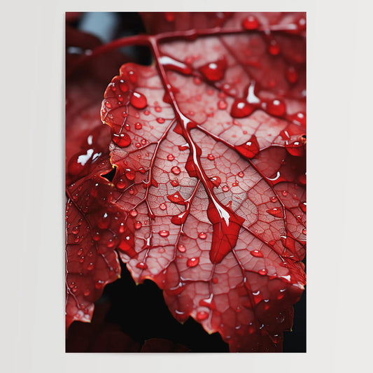 Macro Red Leaves - Abstract - Poster