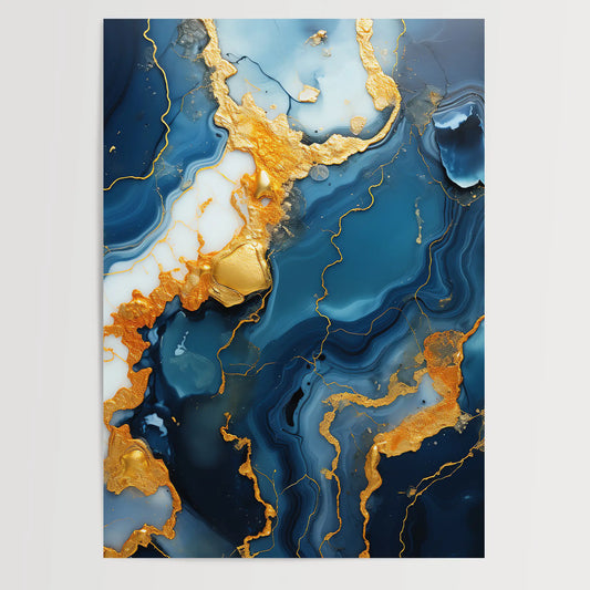 Marmor Blau No 2 - Abstrakt - Luxury Style - Poster