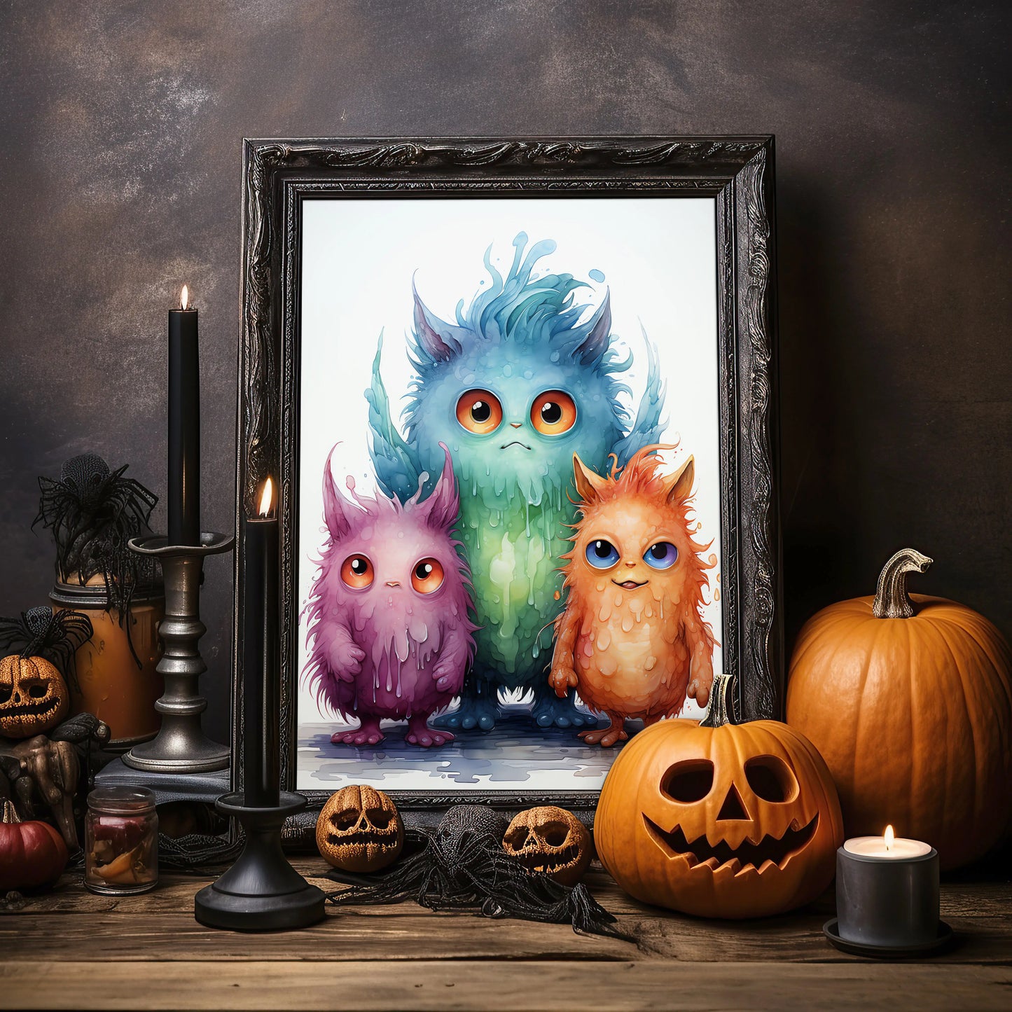 Monster No 6 - Halloween- Wasserfarbe - Poster