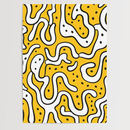 Mustard Doodle Wall Art - One Line Art - Wallart - Poster