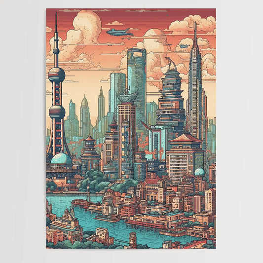 Beijing No 1 Pixel Art Poster