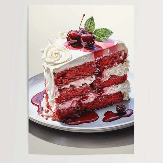 Red Velvet Cake No 1 - Kitchen - Watercolor - Poster