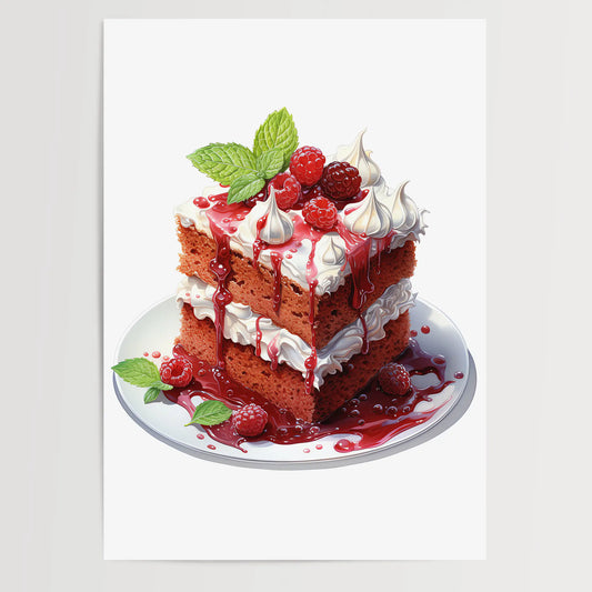 Red Velvet Cake No 5 - Küche - Wasserfarben - Poster