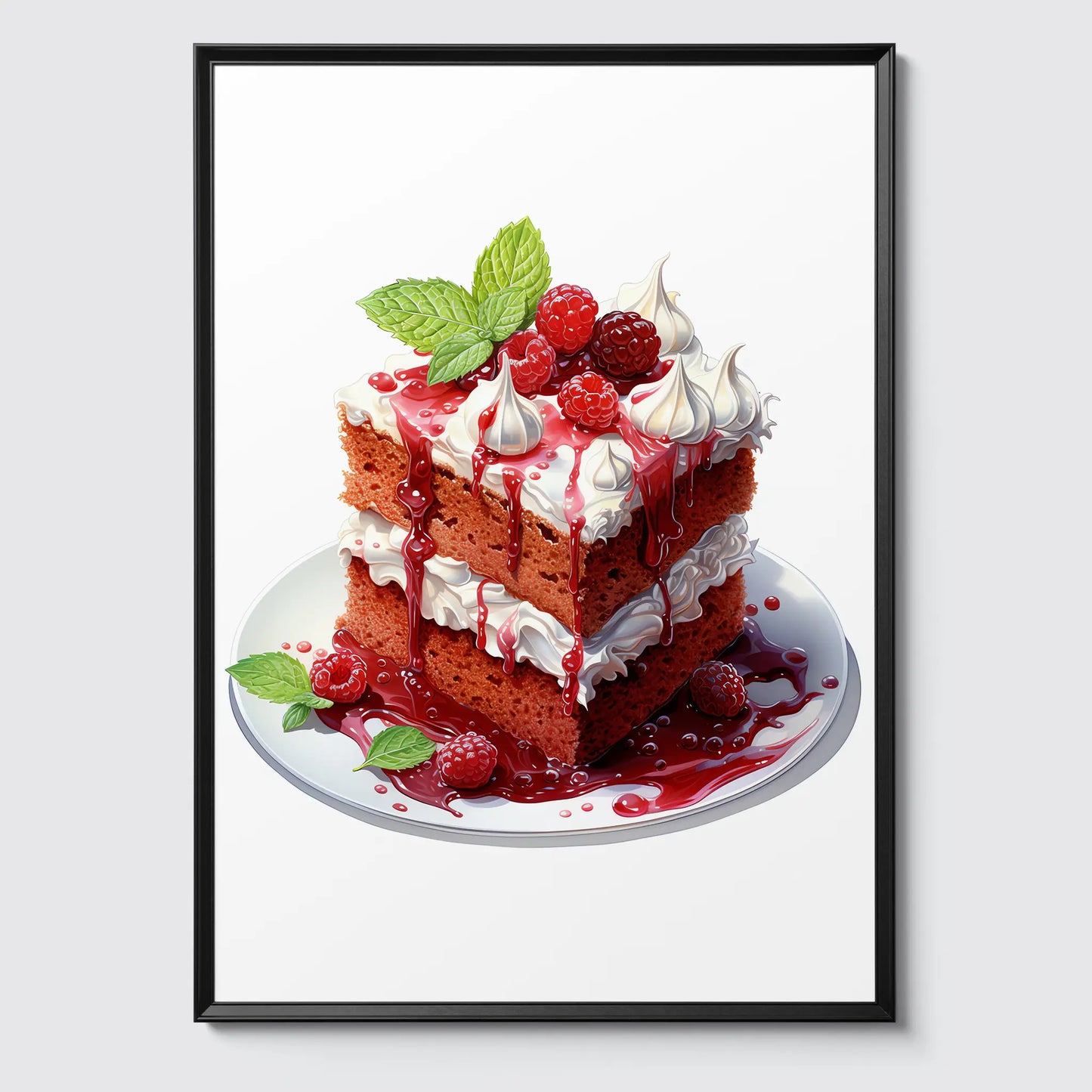 Red Velvet Cake No 5 - Kitchen - Watercolor - Poster