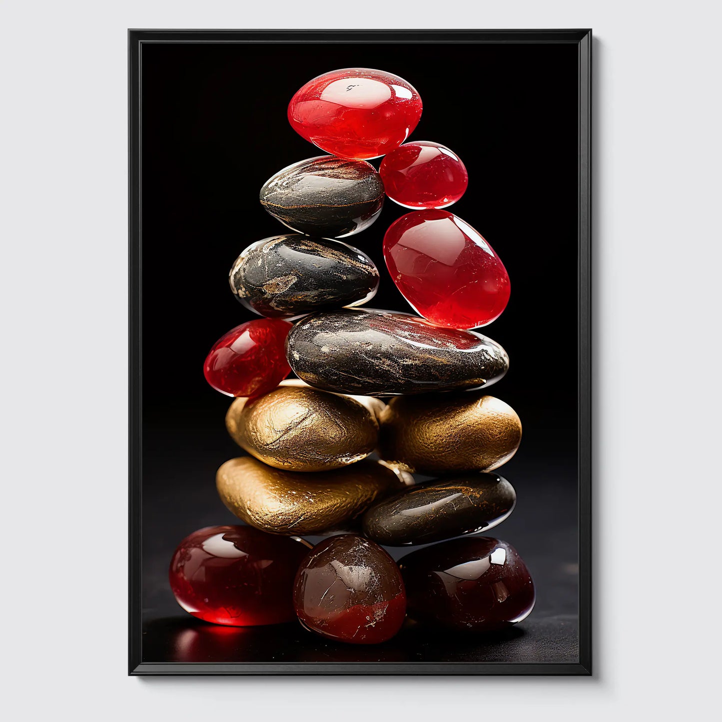Rote Zen Steine No 1 - Abstrakte Kunst - Perfekt gestapelte Steine- Poster